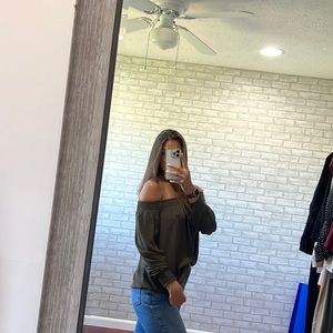Olive green off the shoulder top